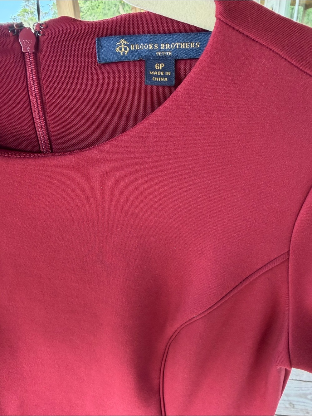 Brooks Brothers Burgundy Short-Sleeve Midi Dress